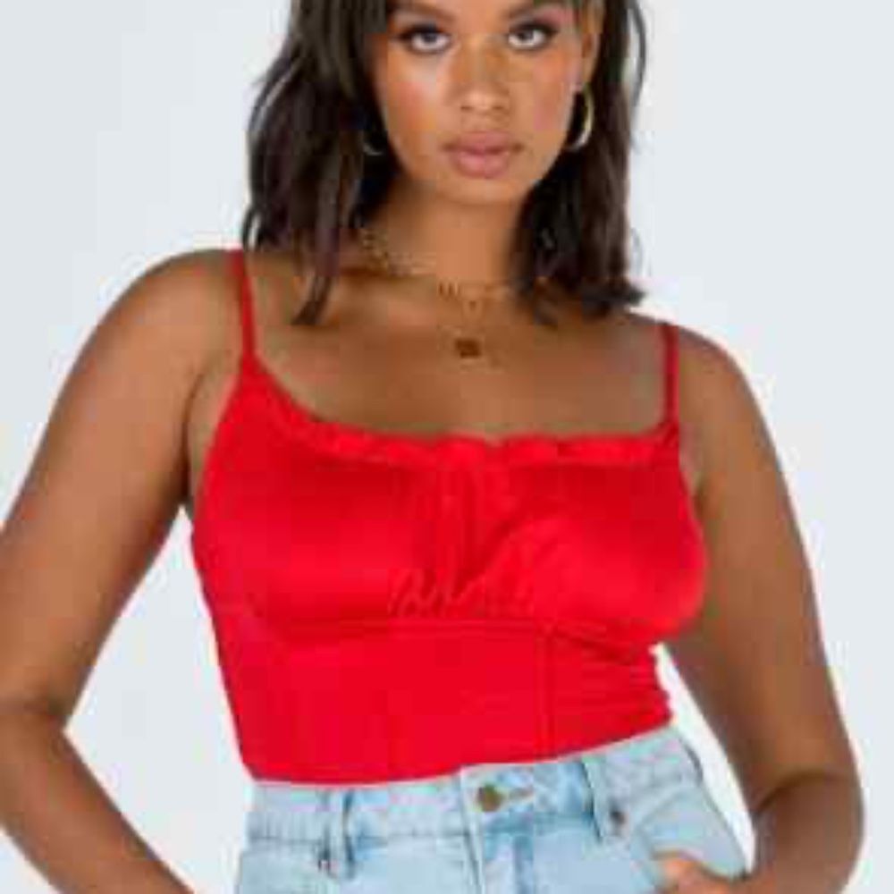 Princess Polly The Annette Gathered Crop Top Red